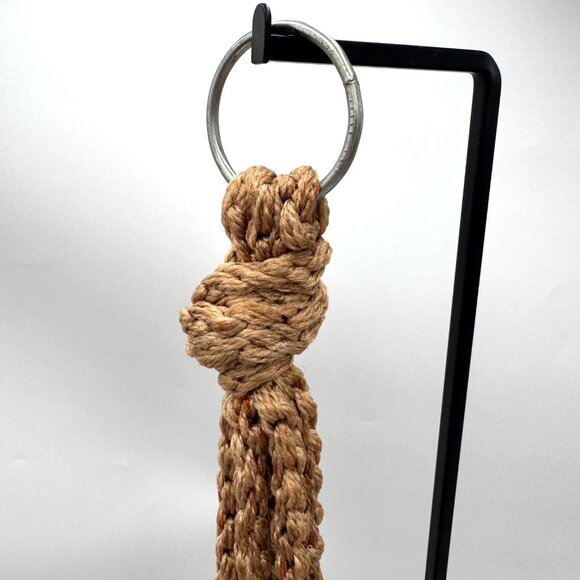 Vintage Macrame Plant Hanger Brown Wooden Bead Mid Century - Picture 2 of 6